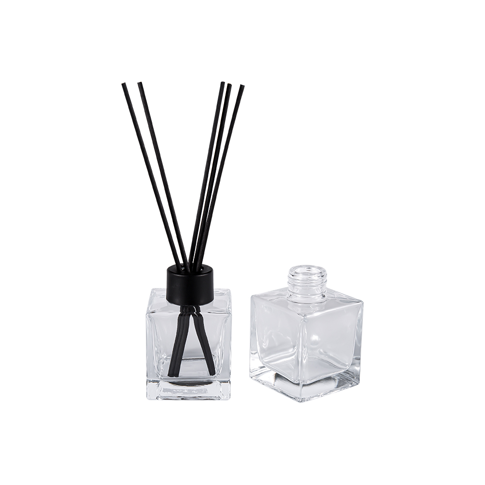 HJ-0309# neliölasillinen aromaterapiapullo 24mm mattamusta muovikorkki alumiinikorkki kuitutarra