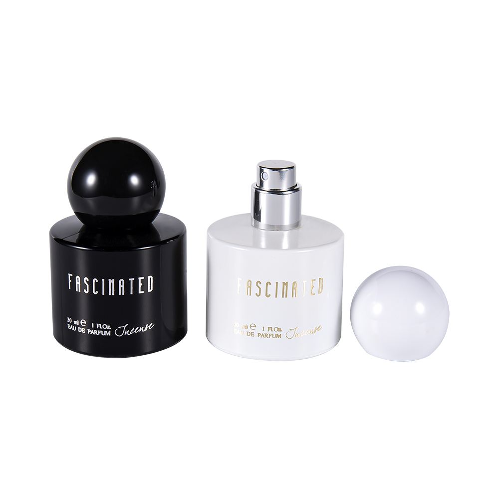 GC4748-WJ2537 30 ml:n sylinterimäinen päällystetty kultafoliolasihajuvesipullo, jossa pallomainen ABS PP -muovikorkki