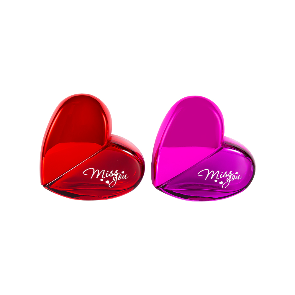 GC102-WJ797 100 ml:n sydämenmuotoinen lasihajuvesipullo UV-PP-muovikorkilla