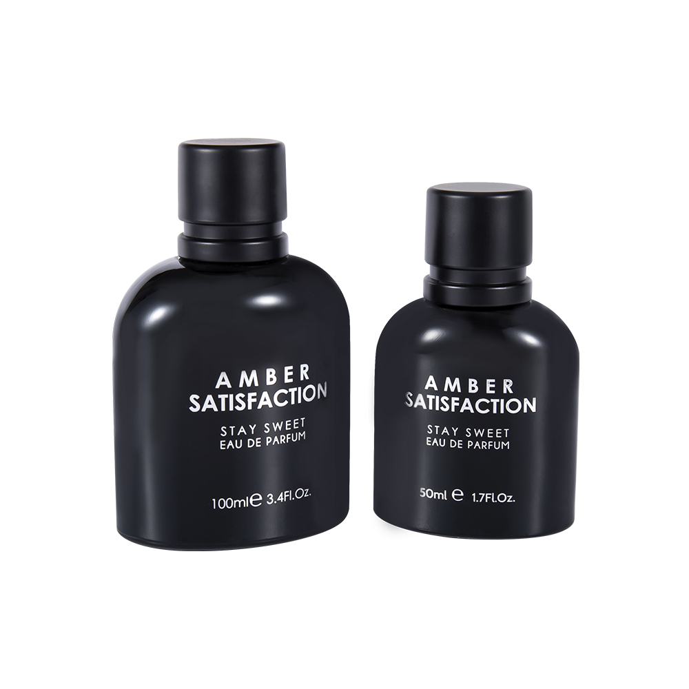 GC3894-WJ176 100 ml väripäällystetty kirkkaan musta painettu lasinen hajuvesipullo ABS PP muovikorkilla