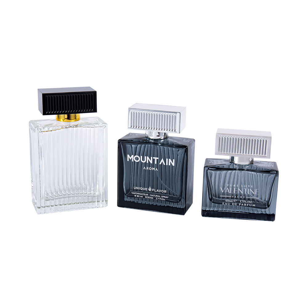 KY1112-WJ2092 100 ml pystysuorat raidat, lasihajuvesipullo, jossa on abs-muoviset kansiraidat