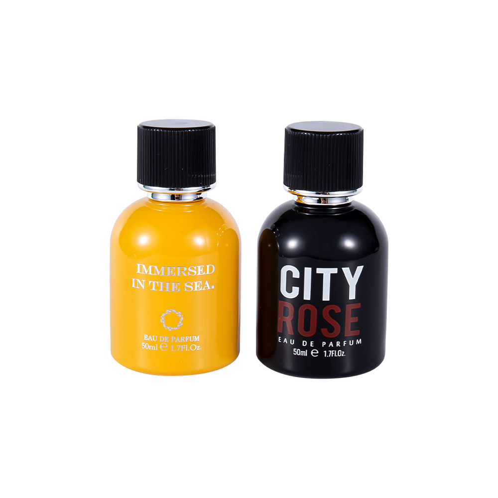 GC4464-WJ2339 50 ml upouusi koristeellinen lasinen hajuvesipullo mustalla hajuvesikorkilla